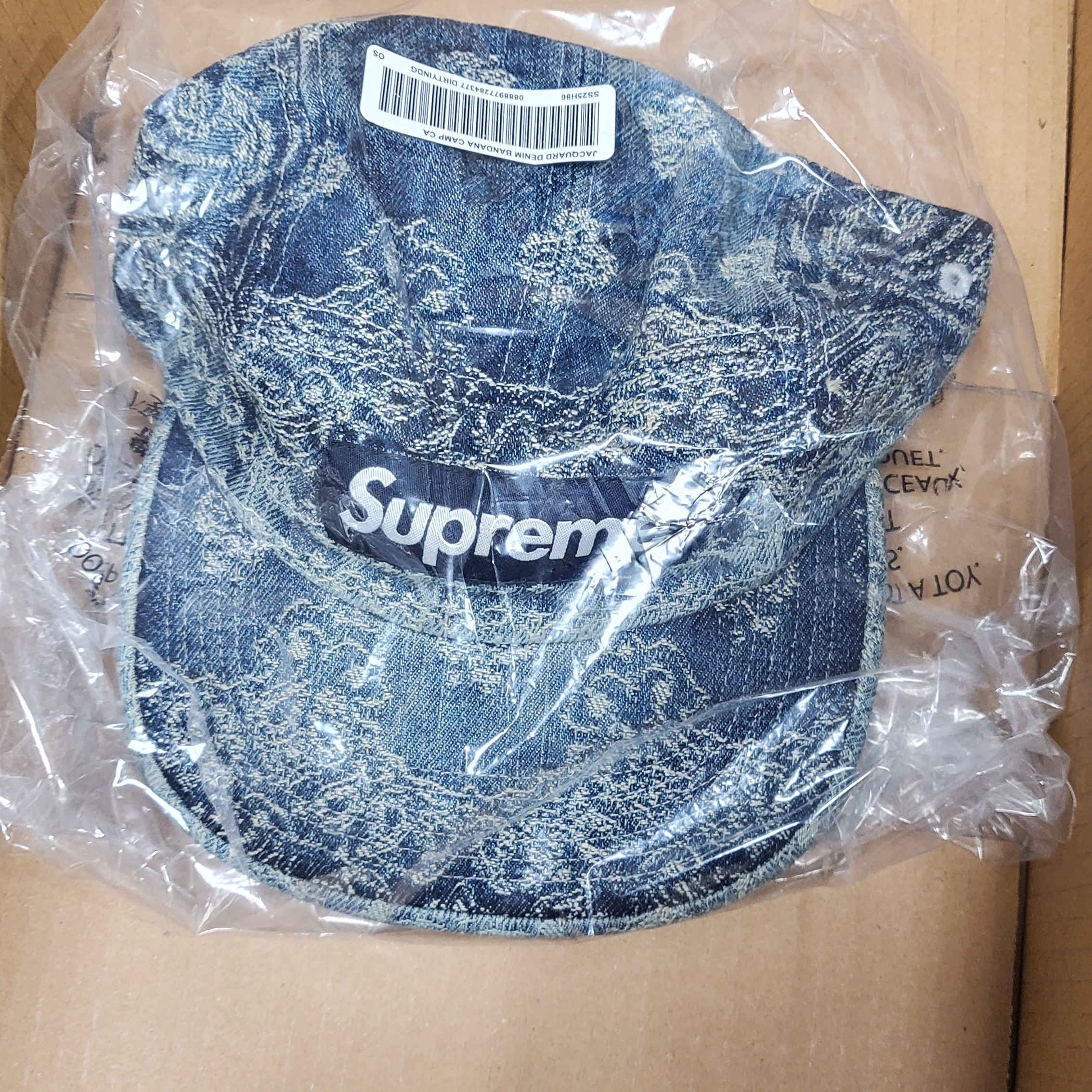 Supreme Bandana Jacquard Denim Camp Cap Blue - 25SS 착용 스타일