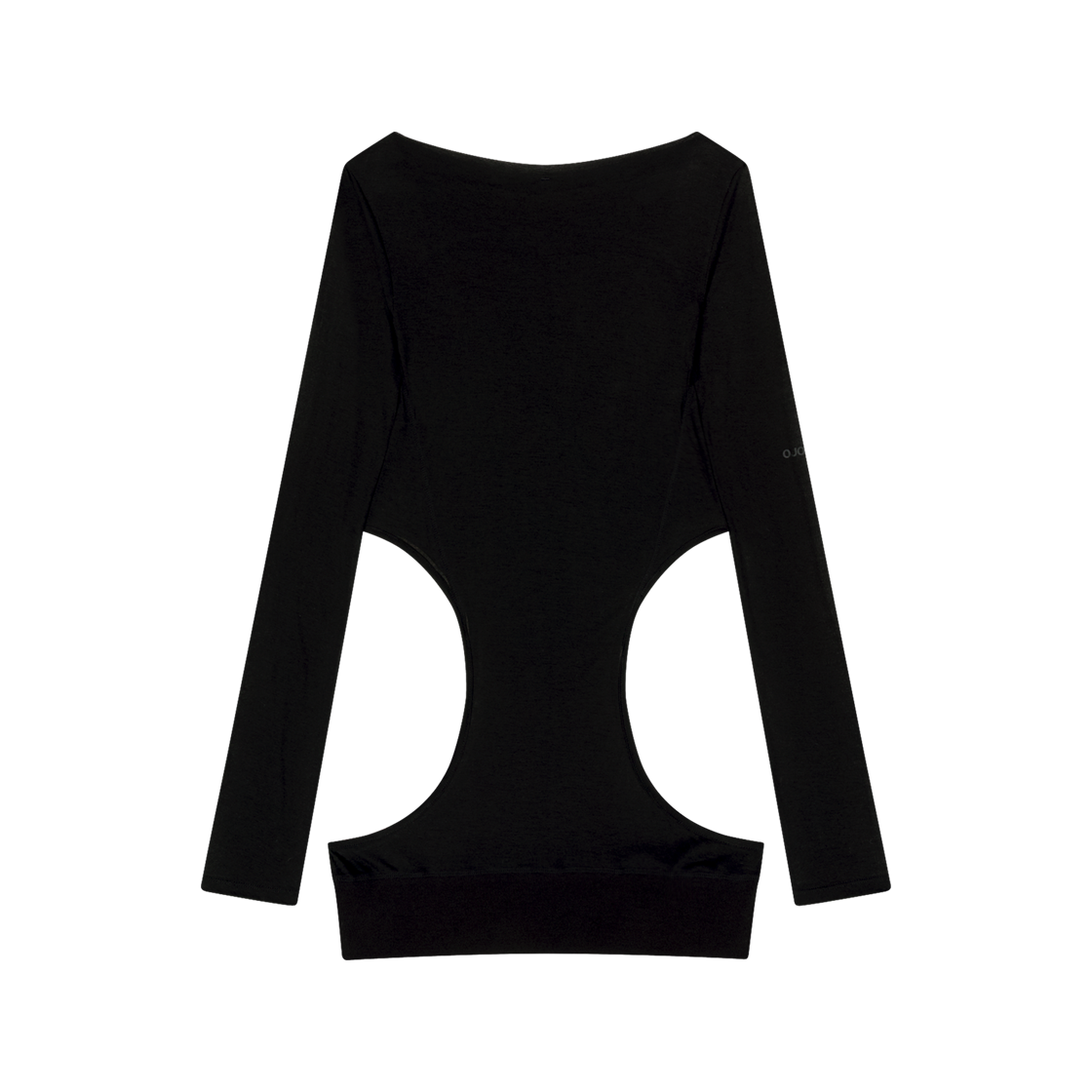 OJ25FWTS006BK OJOS Curved Cut Layered Tee Black