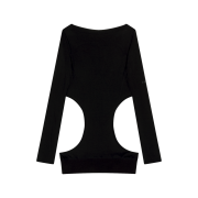 OJOS Curved Cut Layered Tee Black