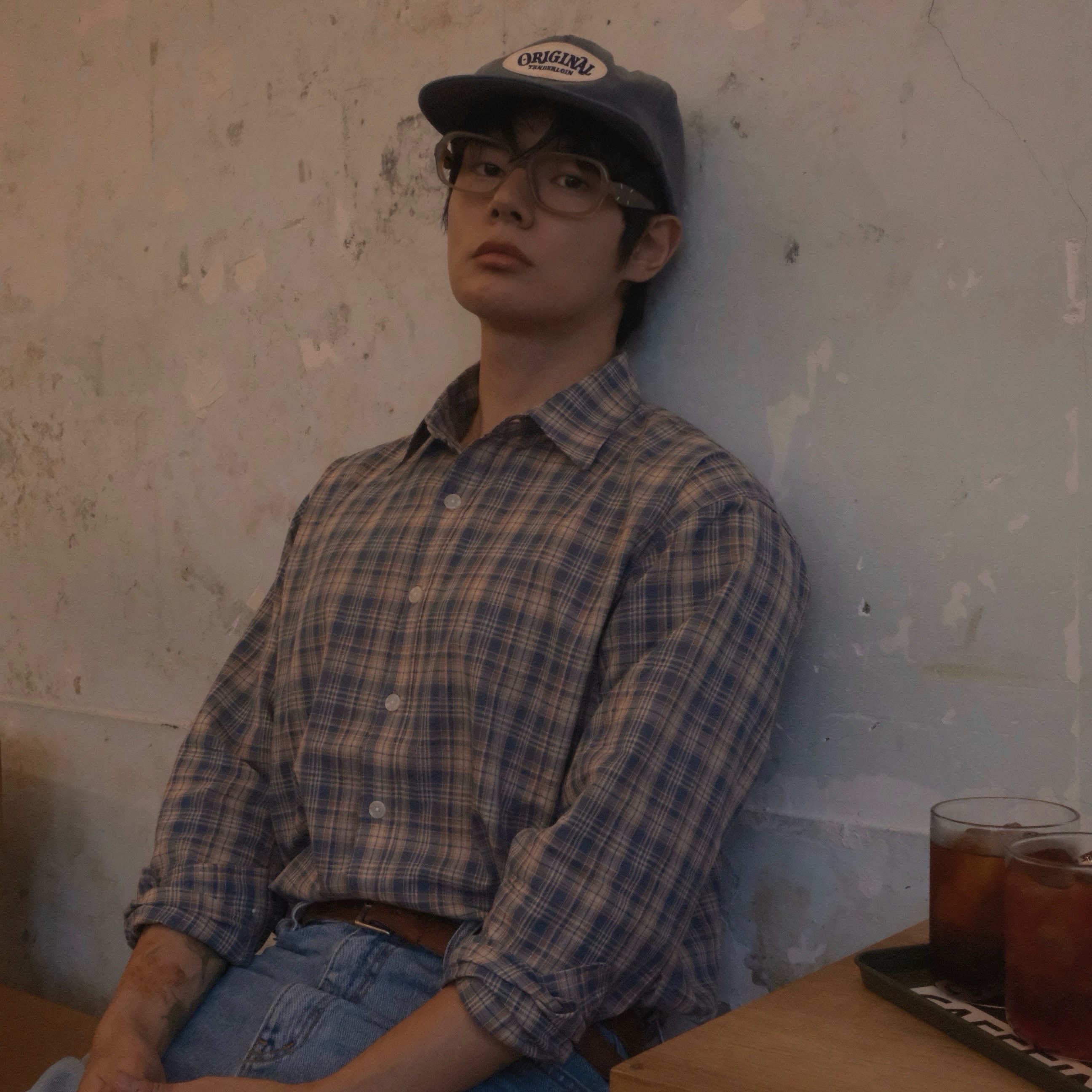 AMOU 60S Vintage Check Shirts Blue, AMOU 60S Vintage Check Shirts Red 착용 스타일 - 6