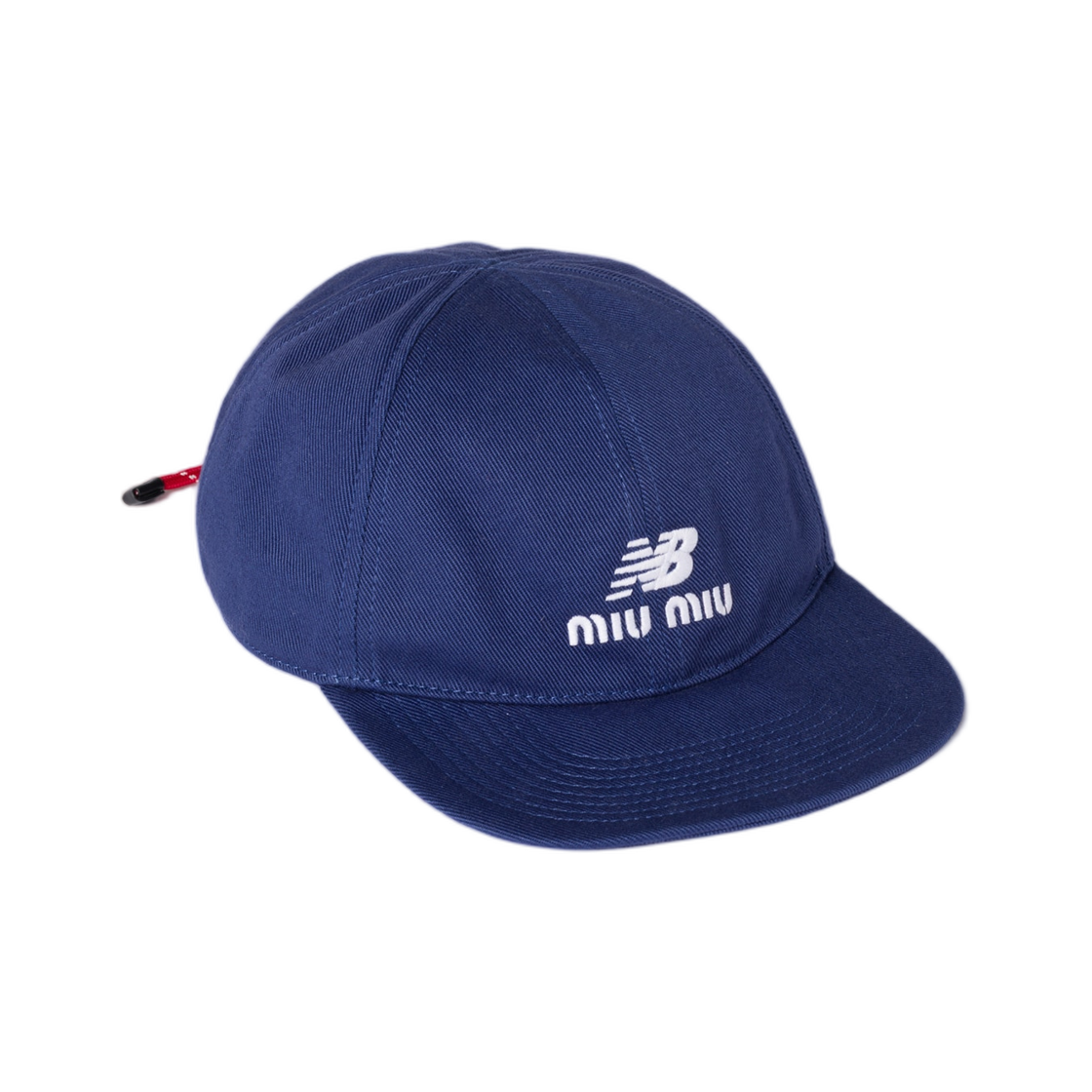 (W) 미우 미우 x 뉴발란스 데님 베이스볼 캡 로얄 블루 레드((W) Miu Miu x New Balance Denim Baseball Cap Royal Blue Red)