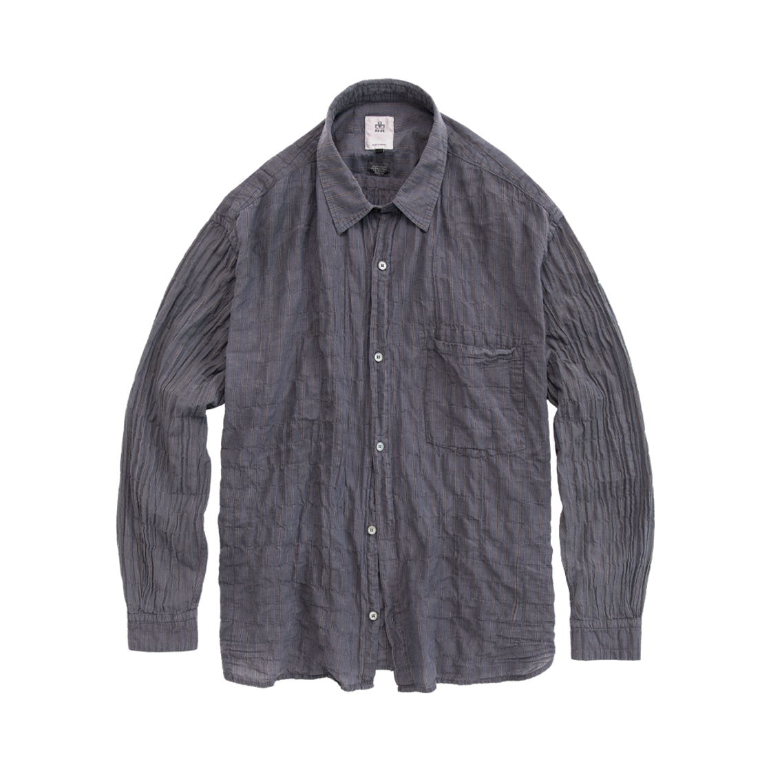폴리테루 스트라이프 셔츠 더티 다이드 퍼플 그레이 (재패니즈 패브릭)(Polyteru Striped Shirts Dirty Dyed Purple Gray (Japanese Fabric))