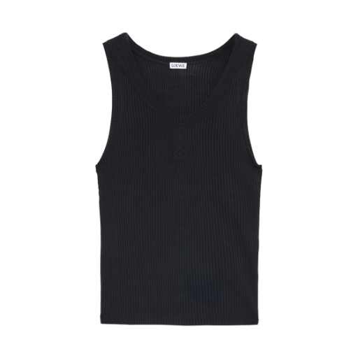 (W) 로에베 실크 애너그램 탱크 탑 블랙((W) Loewe Silk Anagram Tank Top Black)