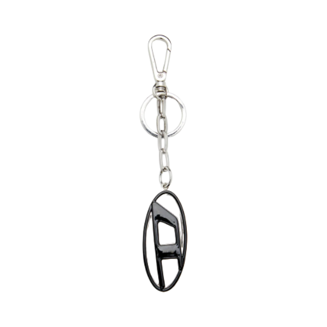 디젤 케이지-D 레이어 메탈 레진 오발 D 키링 블랙 실버(Diesel Cage-D Layer Metal Resin Oval D Keyring Black Silver) - 1