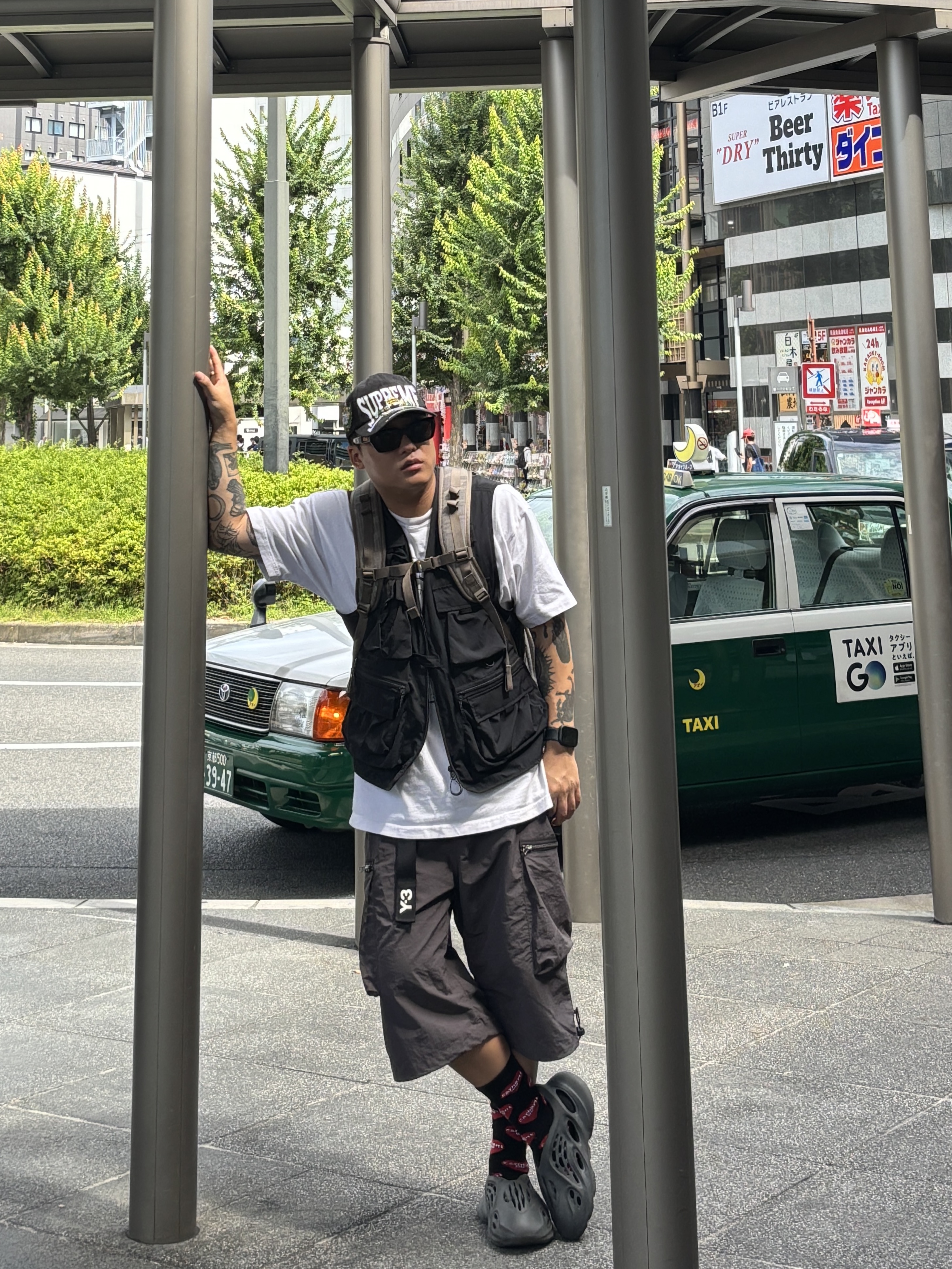 Supreme Crest Mesh Back 6-Panel Black - 25FW, Supreme Backpack Woodland Camo - 24SS 착용 스타일