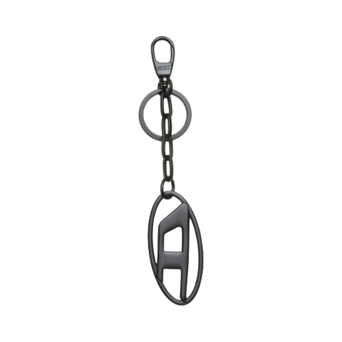 디젤 홀리-C 메탈 오발 D 크리스탈 키링 블랙 실버(Diesel Holy-C Metal Oval D Keyring with Crystals Black Silver) - 2