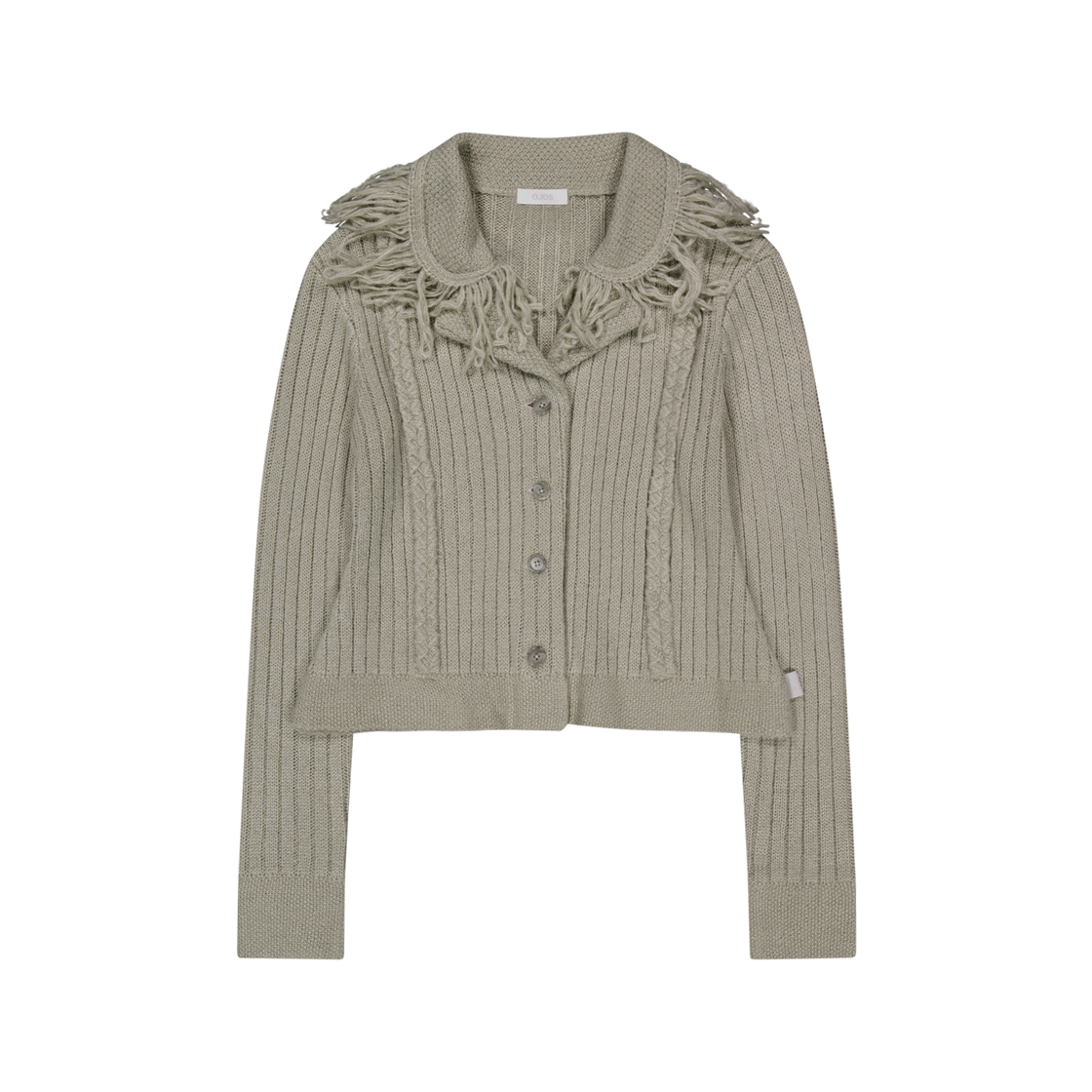 오호스 태슬 카라 니트 가디건 그레이(OJOS Tassel Collar Knit Cardigan Grey)