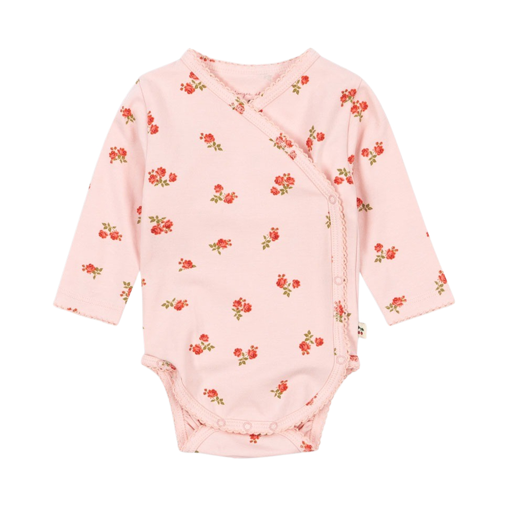 콩제슬래드 베이직 신생아 바디수트 플라워(Konges Sløjd Basic Ls Newborn Body Gots Rosa Pink)