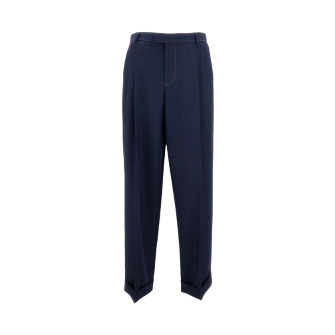 841548V5VQ04023 Bottega Veneta Melange Wool Drill Trousers Dark Indigo