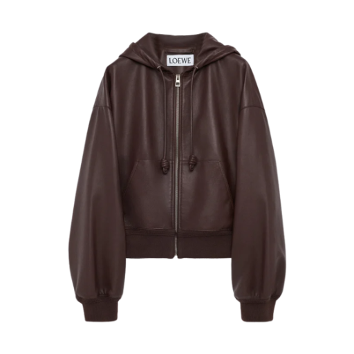 S359Y34L75-3270 (W) Loewe Nappa Lambskin Flamenco Hoodie Chocolate Brown