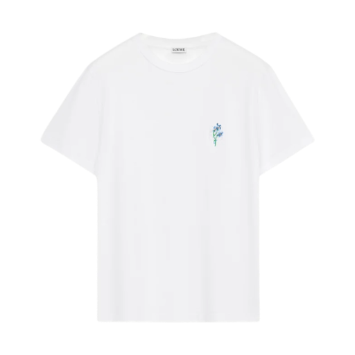 (W) 로에베 코튼 릴렉스드 핏 티셔츠 화이트((W) Loewe Cotton Relaxed Fit T-Shirt White) - 1