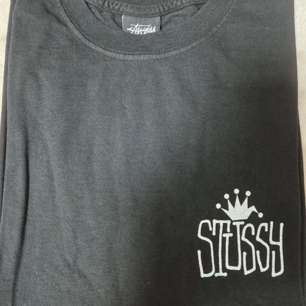 Stussy Crown International Pigment Dyed T-Shirt Black 착용 스타일 - 1