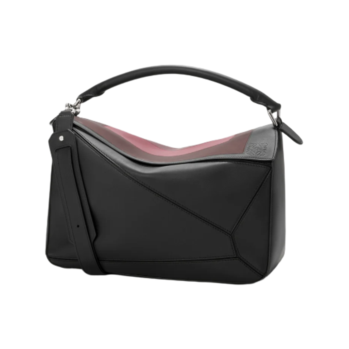 B510PLAX01-1101 Loewe Large Puzzle Bag in Nappa Calfskin Black Burgundy