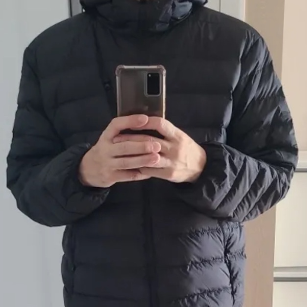 Musinsa Standard City Leisure Hooded Light Down Jacket Black 착용 스타일