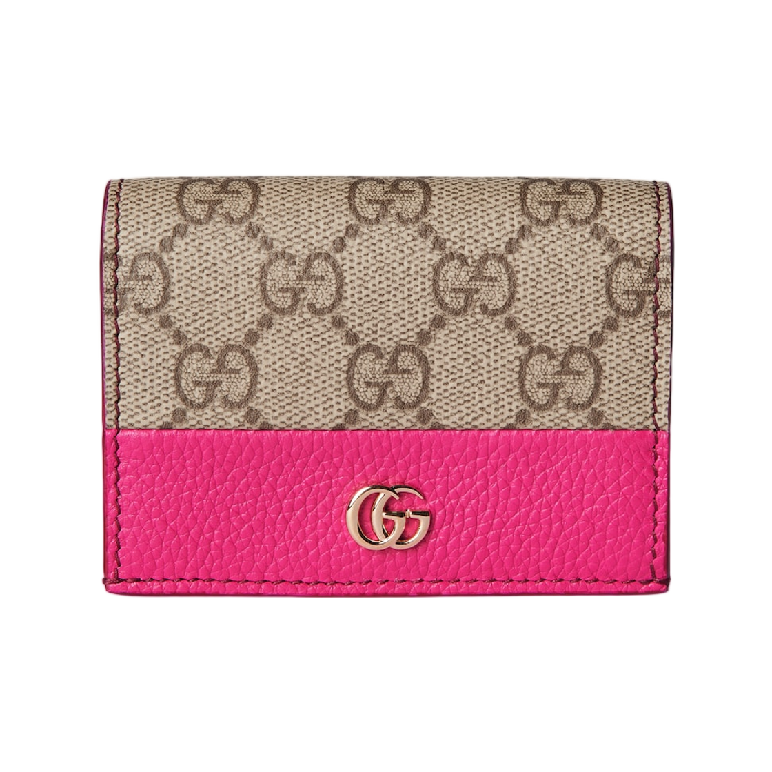 구찌 카드 케이스 더블 G 푸시아 베이지 다크 브라운(Gucci Card Case with Double G Fuchsia Beige Dark Brown) - 1