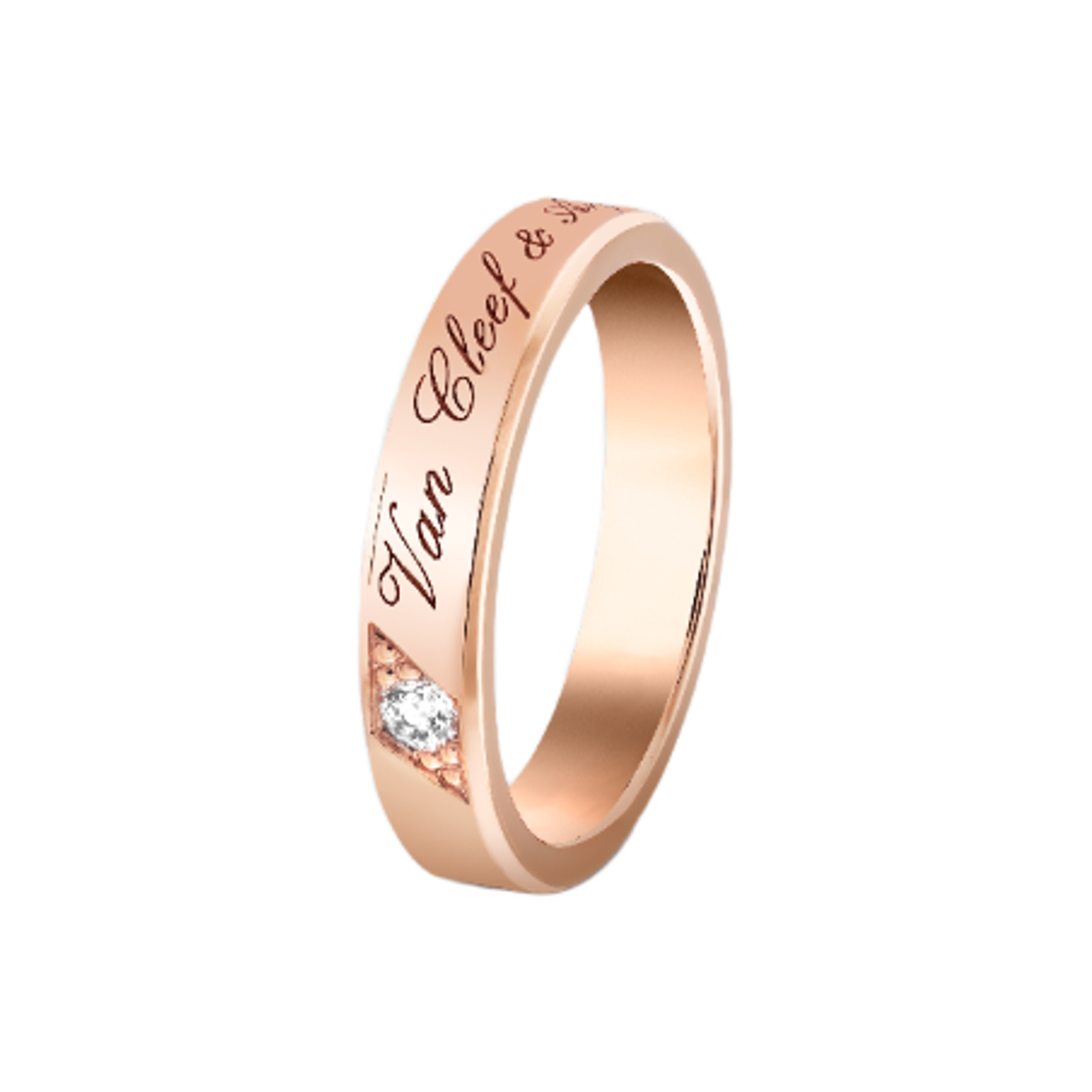 VCARP7RF00 Van Cleef & Arpels Toujours Signature Etoiles Wedding Band 4mm 18K Pink Gold Diamonds