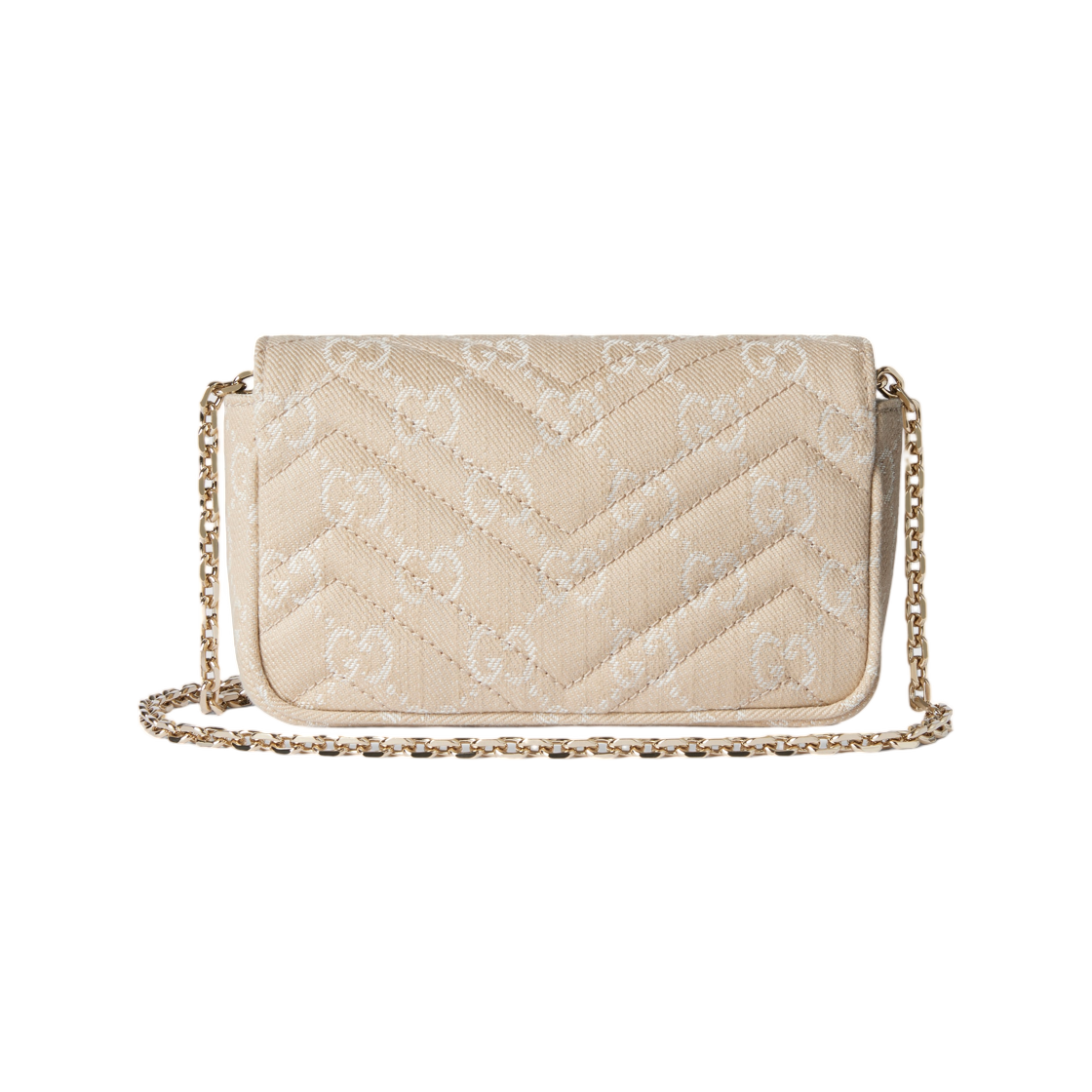 구찌 GG 마몽 미니 숄더백 토프 화이트 데님(Gucci GG Marmont Mini Shoulder Bag Taupe White Denim) - 3