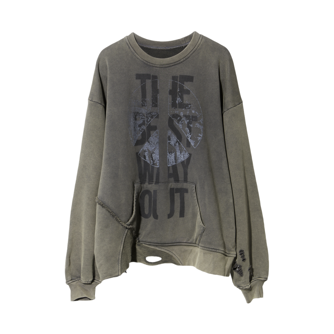 코드 디플렉션 데미지드 스웻셔츠 카키 그레이(Cord Deflection Damaged Sweat Shirts Khaki Grey)