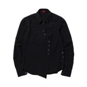 (W) Mischief Curved Placket Shirt Black