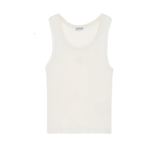 (W) 로에베 실크 애너그램 탱크 탑 소프트 화이트((W) Loewe Silk Anagram Tank Top Soft White)