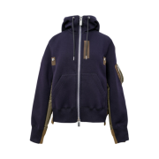 Sacai Sponge Nylon Twill Hoodie Navy Khaki