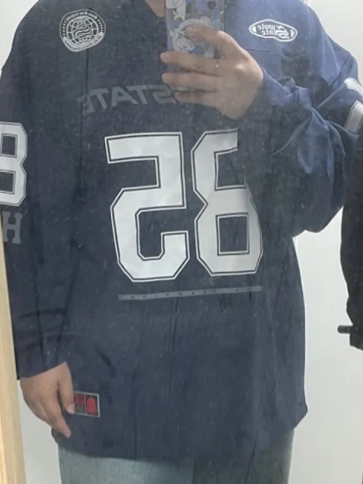 HDEX Giant Fit Rugby Jersey Long Sleeves Black 착용 스타일