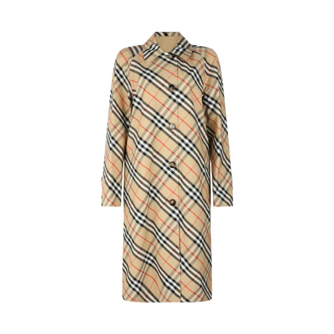 (W) 버버리 롱 리버시블 브래드포드 개버딘 카 코트 플랙스((W) Burberry Long Reversible Gabardine Car Coat Flax) - 1