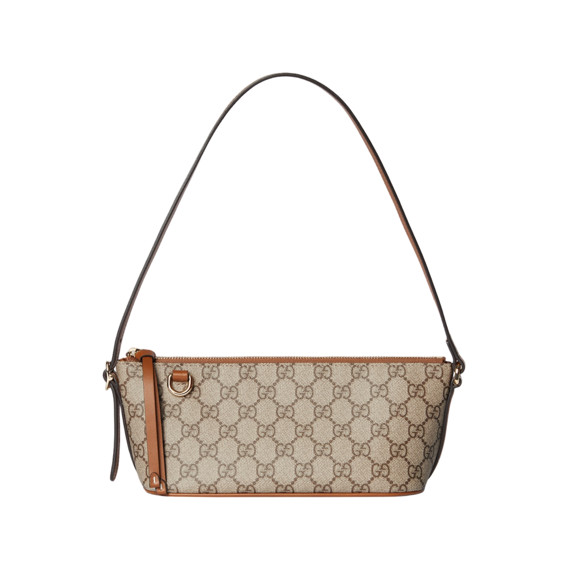 847281-FAEUC-9758 Gucci GG Emblem Small Shoulder Bag Beige Dark Brown