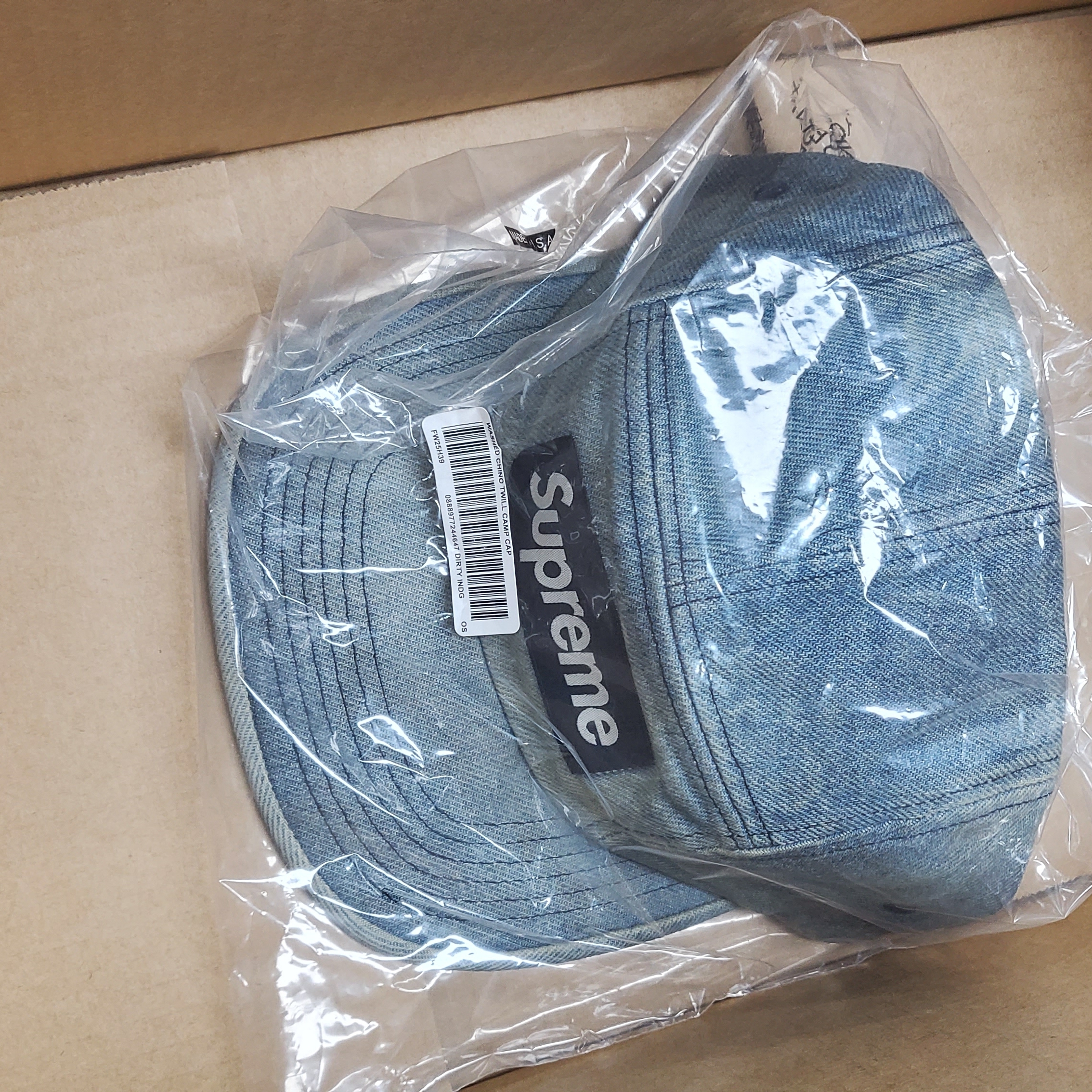 Supreme Washed Chino Twill Camp Cap Denim - 25FW 착용 스타일