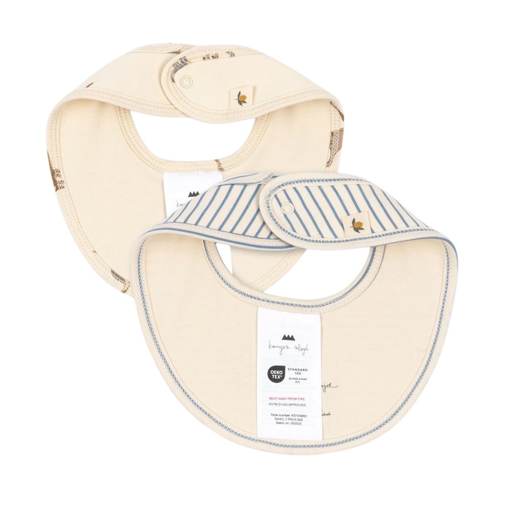 콩제슬래드 베이직 턱받이 2팩 쿠비 스트라이프(Konges Sløjd Basic 2 Pack Bib Kubi Stripe Bluie) - 2