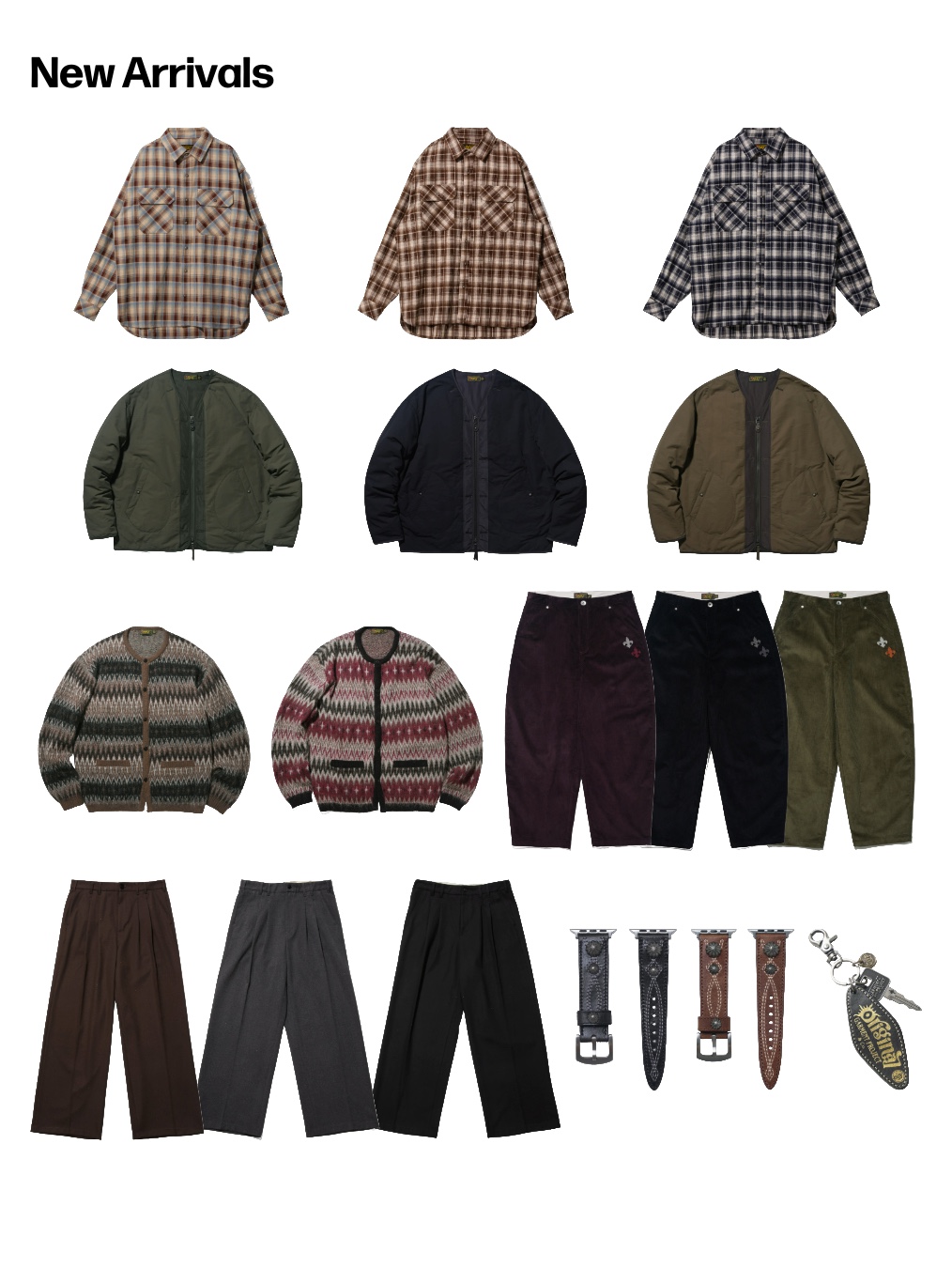OGARP Concho Oversized Check Shirts Blue brown, OGARP Two Tuck Wide Pants Gray 착용 스타일 - 2