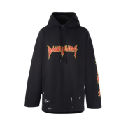 Balenciaga Drawstring Logo Hoodie Black