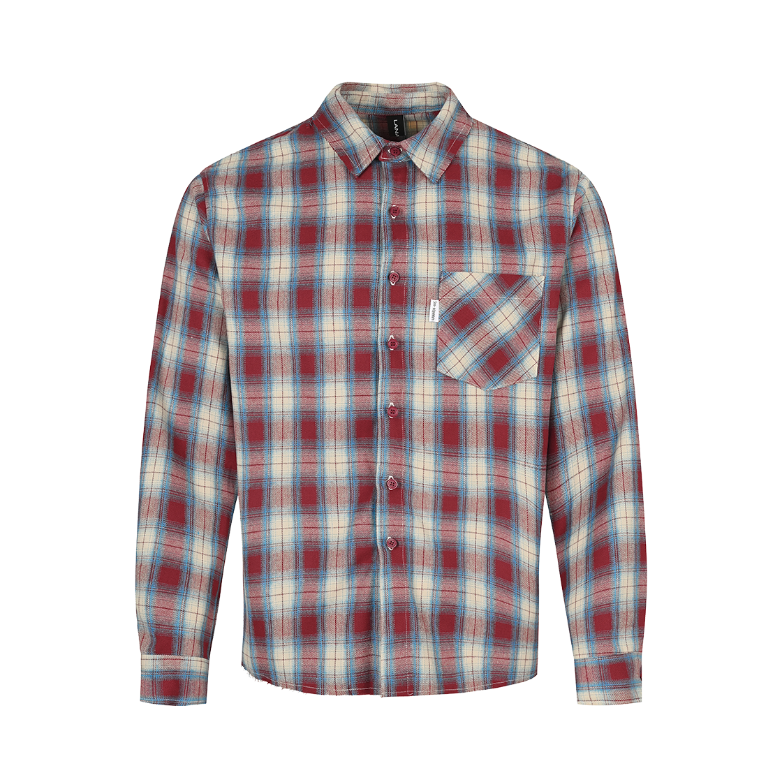랜 아카이브 0069 디스트로이드 체크 셔츠 - 레드(LAN ARCHIVE 0069 Destroyed Check Shirt - Red)