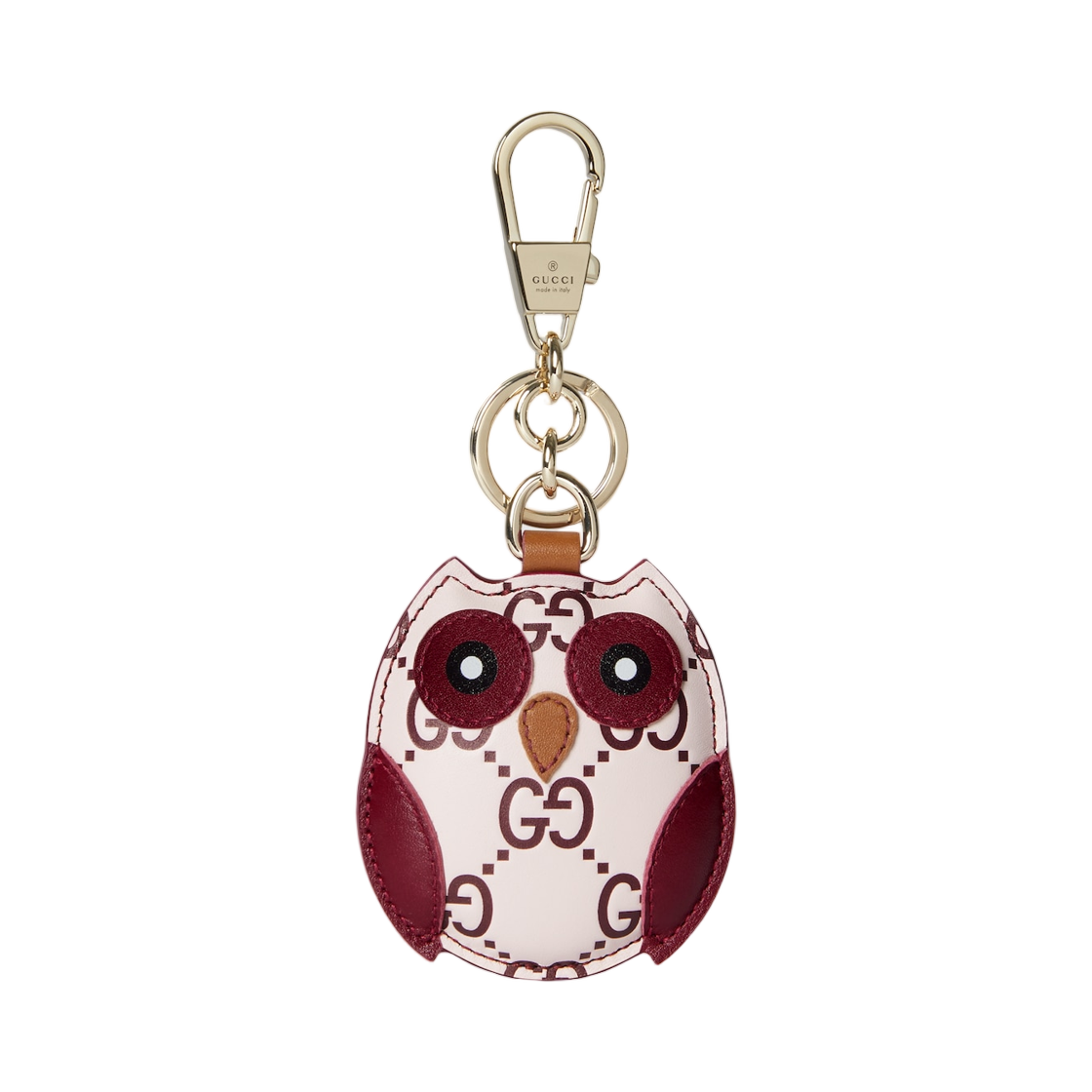 821813-JAAJ1-8161 Gucci Owl Shaped Bag Charm Pink Red