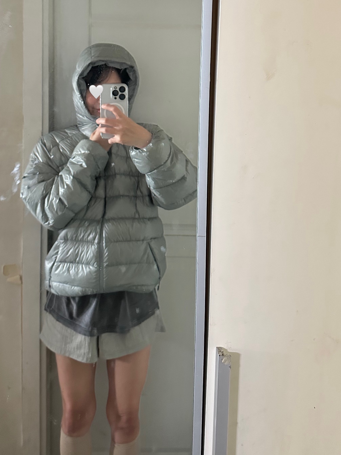 The North Face Matier EX RDS Down Hoodie Light Gray - 25FW 착용 스타일