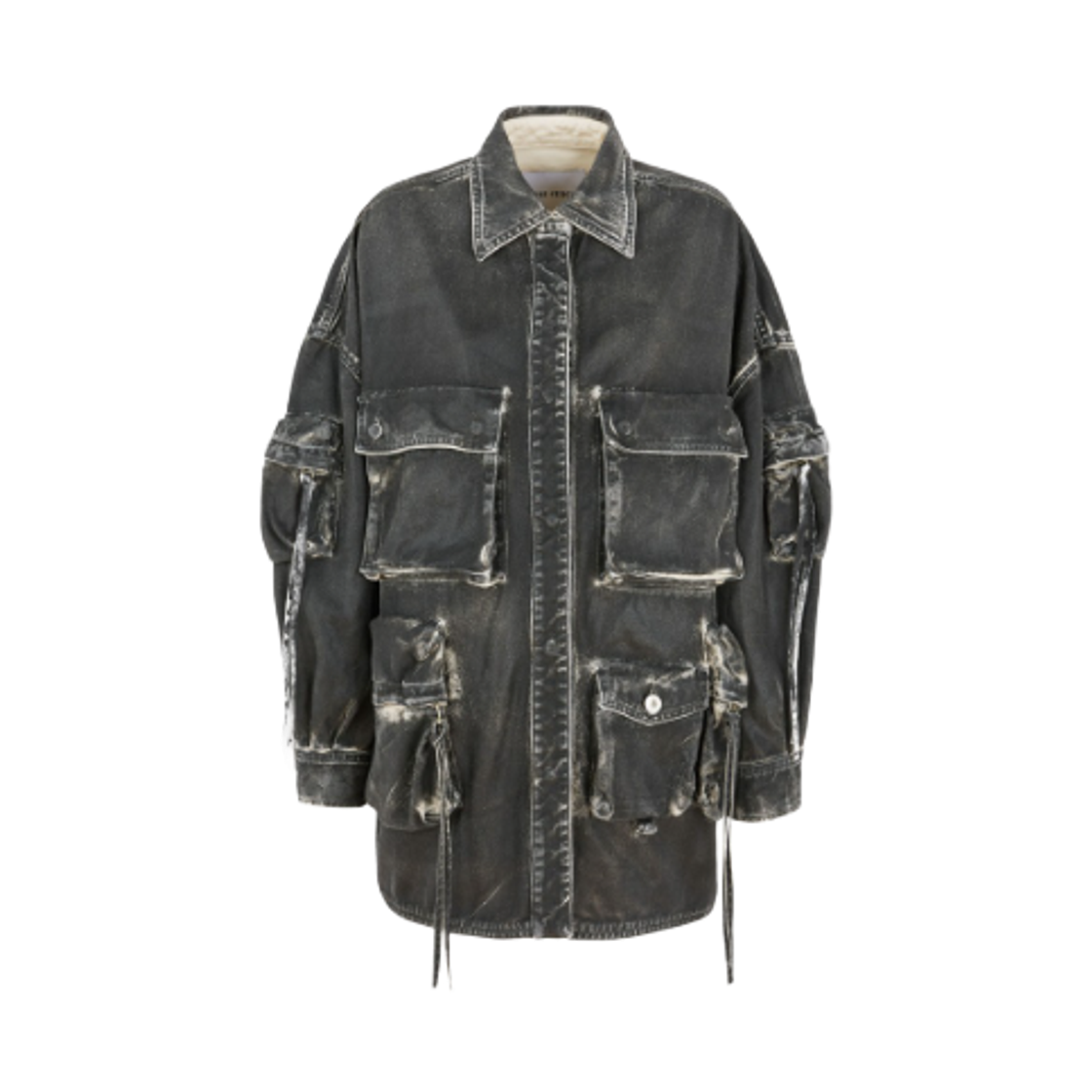 (W) 디 아티코 펀 숏 코트 네이비 블루((W) The Attico Fern Short Coat Navy Blue)