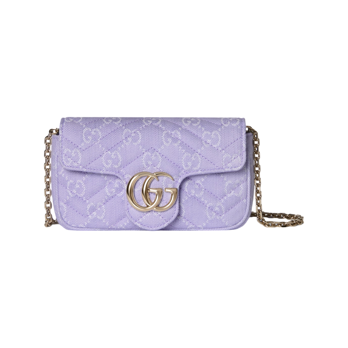 구찌 GG 마몽 미니 숄더백 라일락 화이트 데님(Gucci GG Marmont Mini Shoulder Bag Lilac White Denim) - 1