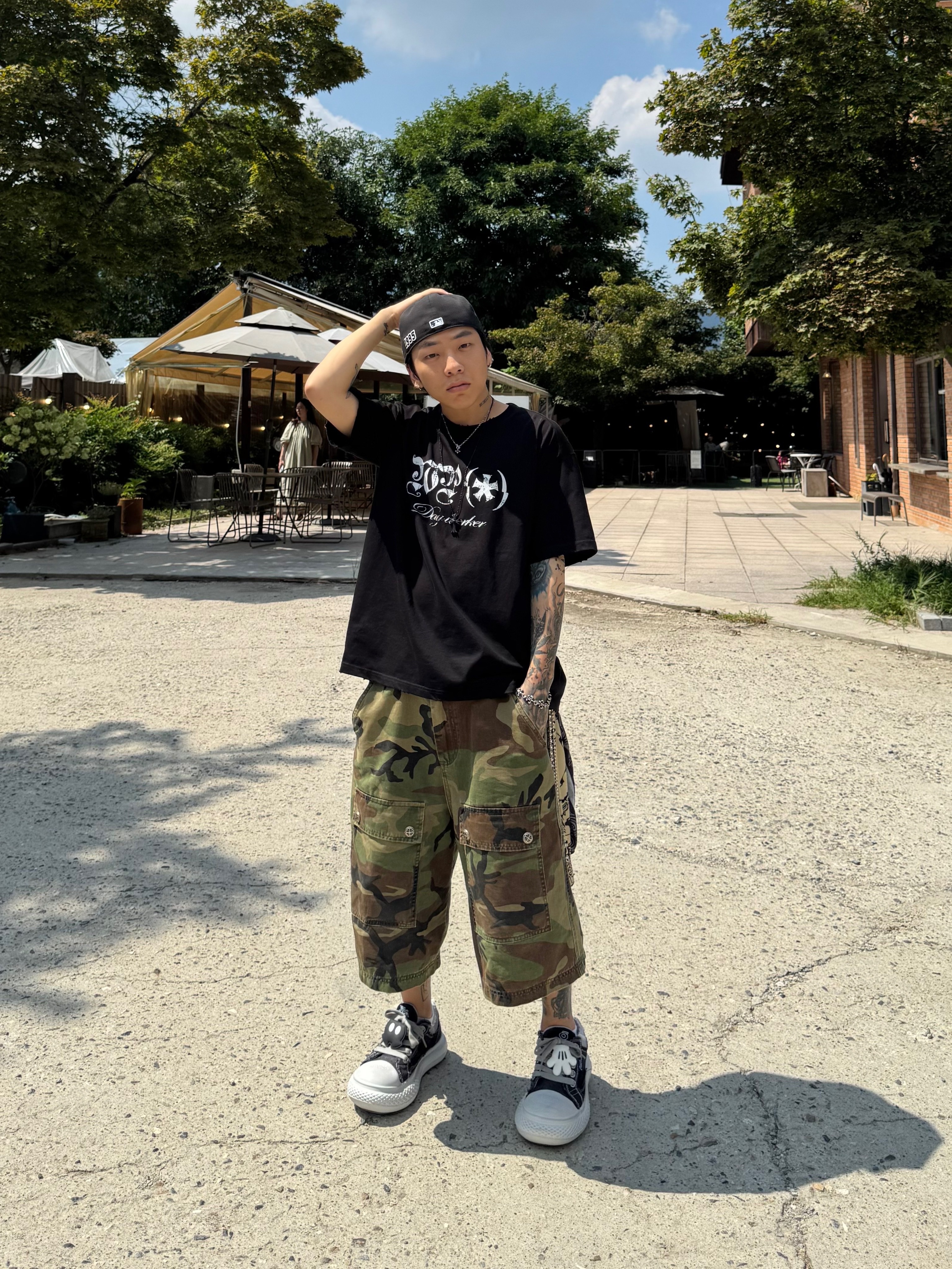 Wapworks Dayworker T-Shirt Black 착용 스타일 - 6