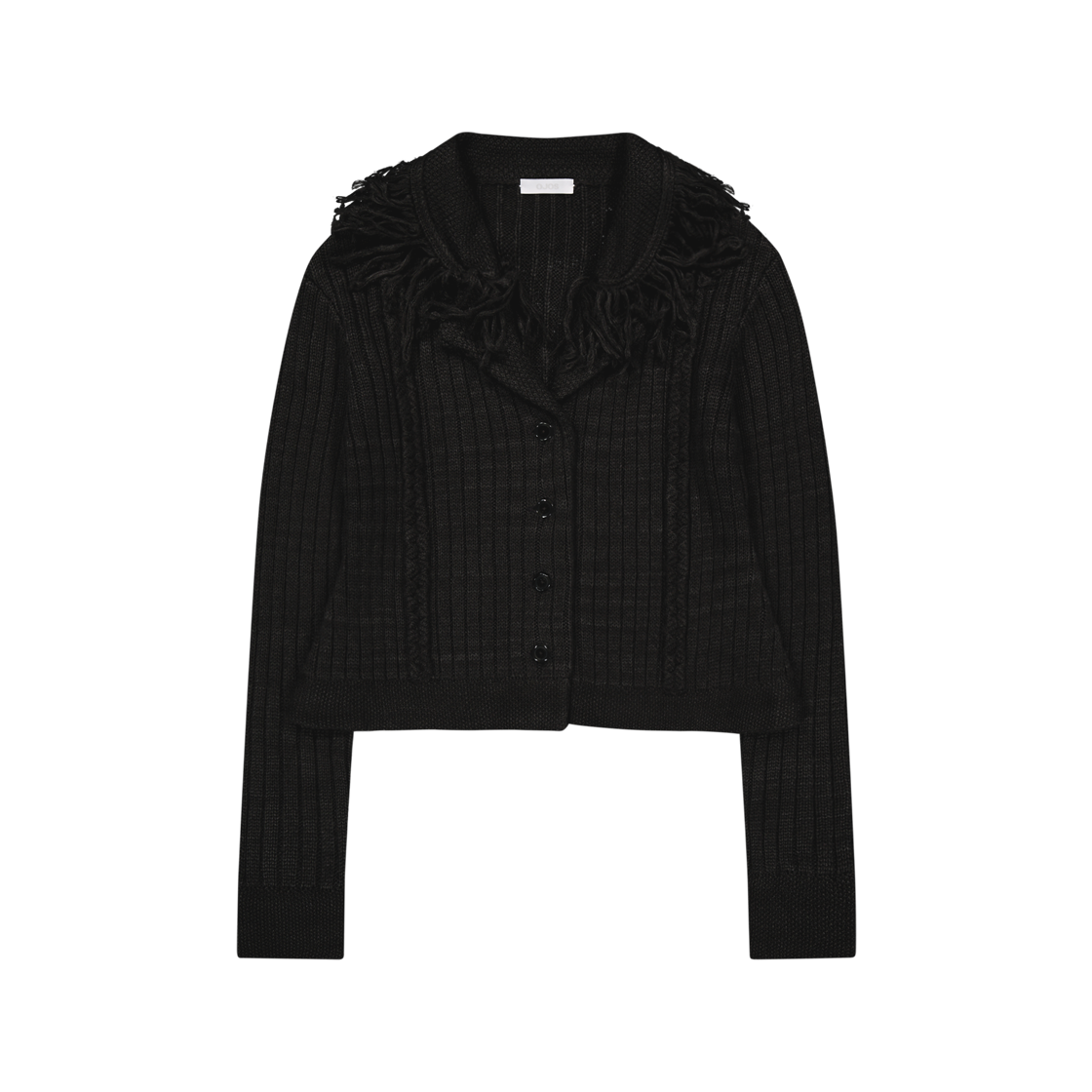 OJ25FWKN001BK OJOS Tassel Collar Knit Cardigan Black