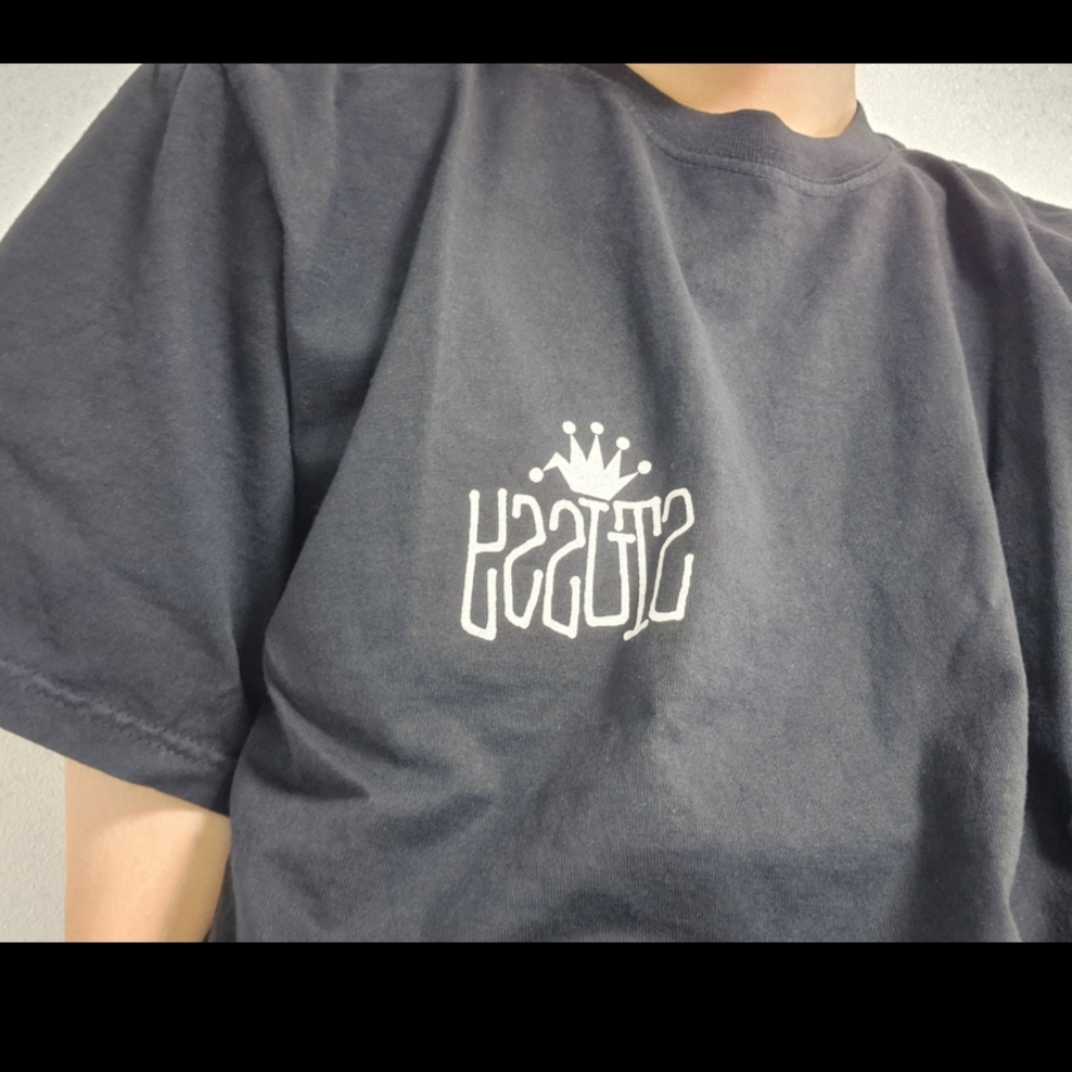 Stussy Crown International Pigment Dyed T-Shirt Black 착용 스타일 - 3