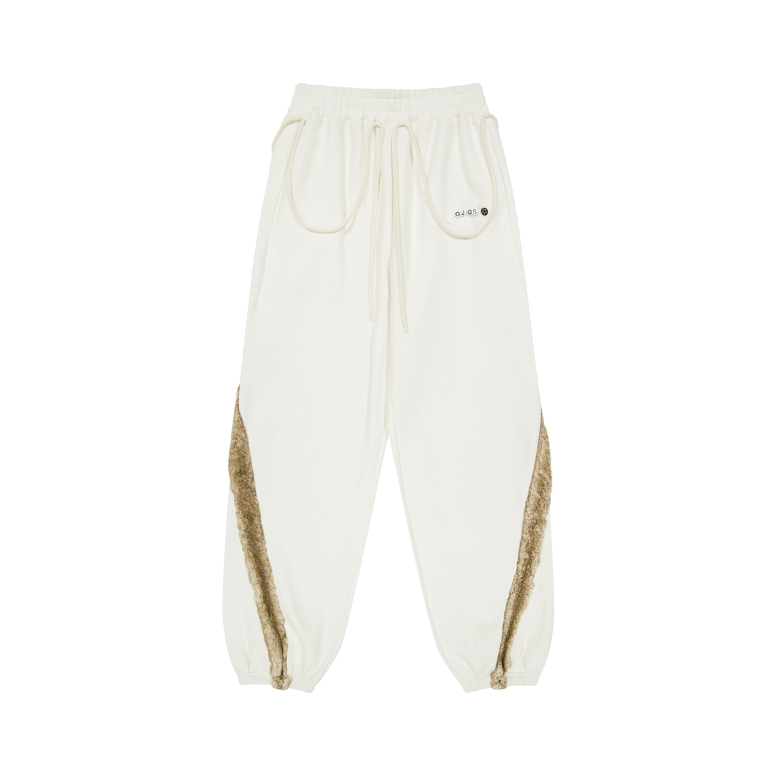 OJ25FWPT001IV OJOS Side Fur Trim Sweatpants Ivory