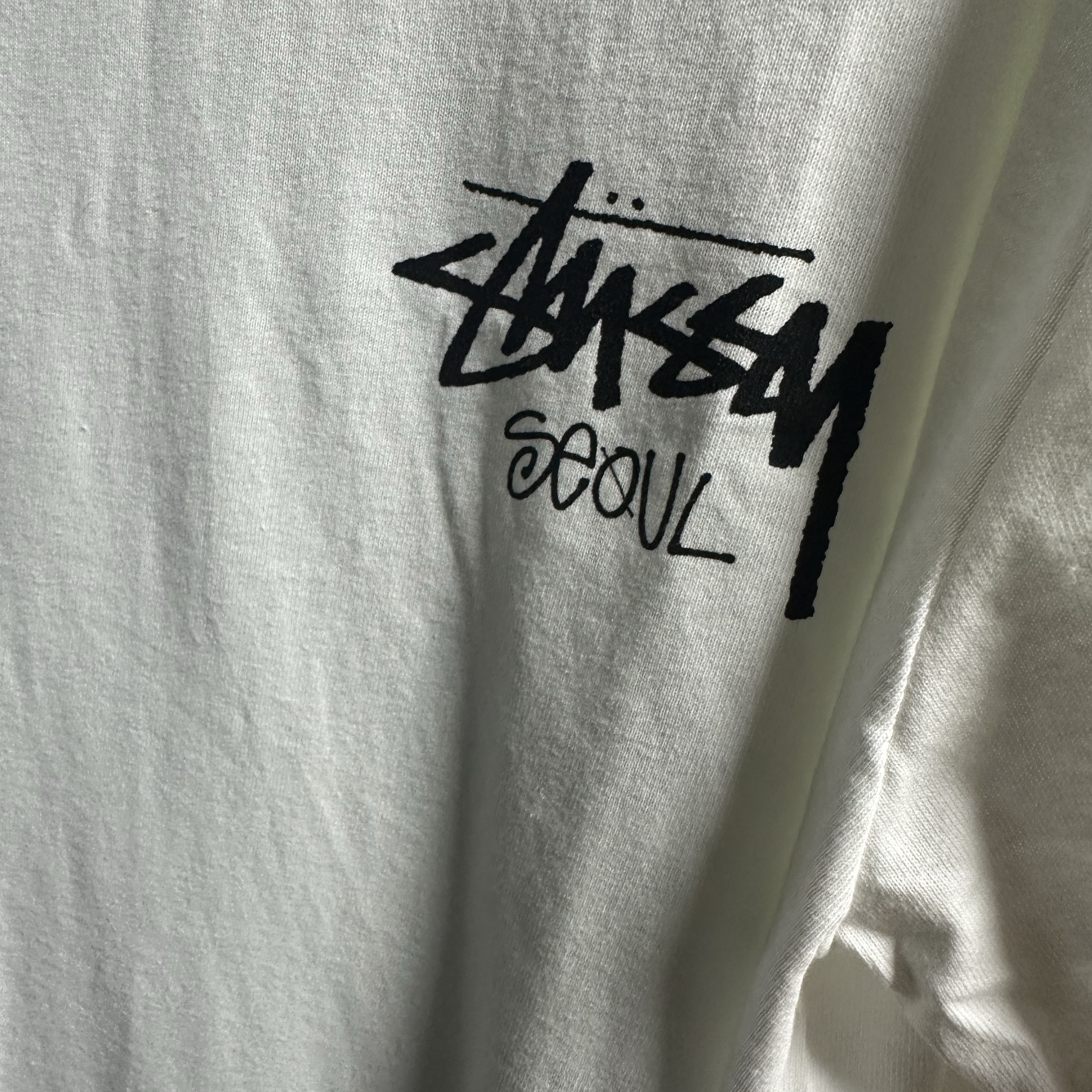 Stussy Stock Seoul T-Shirt White, Stussy Tough Gear T-Shirt Black 착용 스타일 - 1