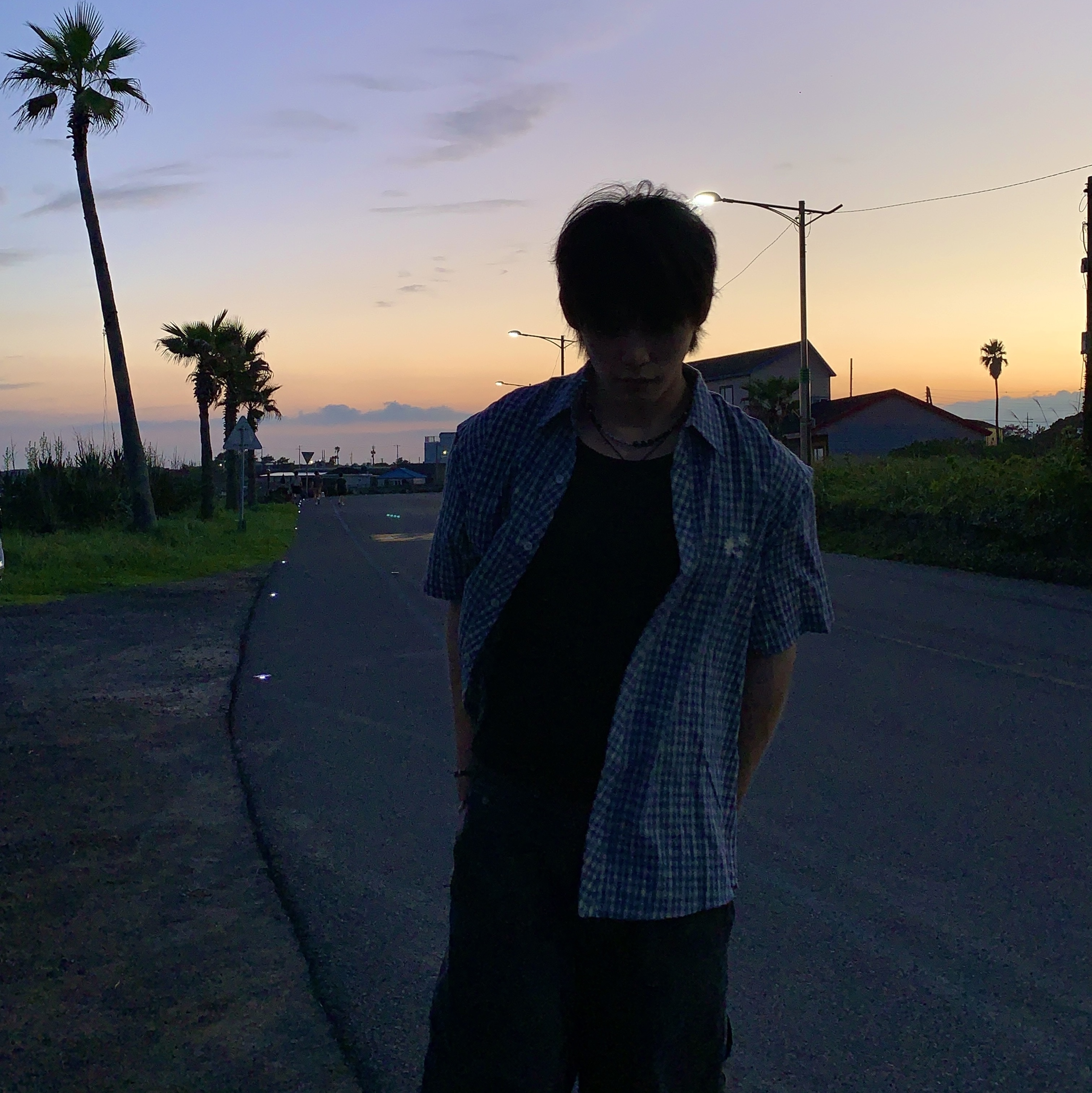 DANDEL Breezy Plaid Check Shirt Sky Blue 착용 스타일 - 1