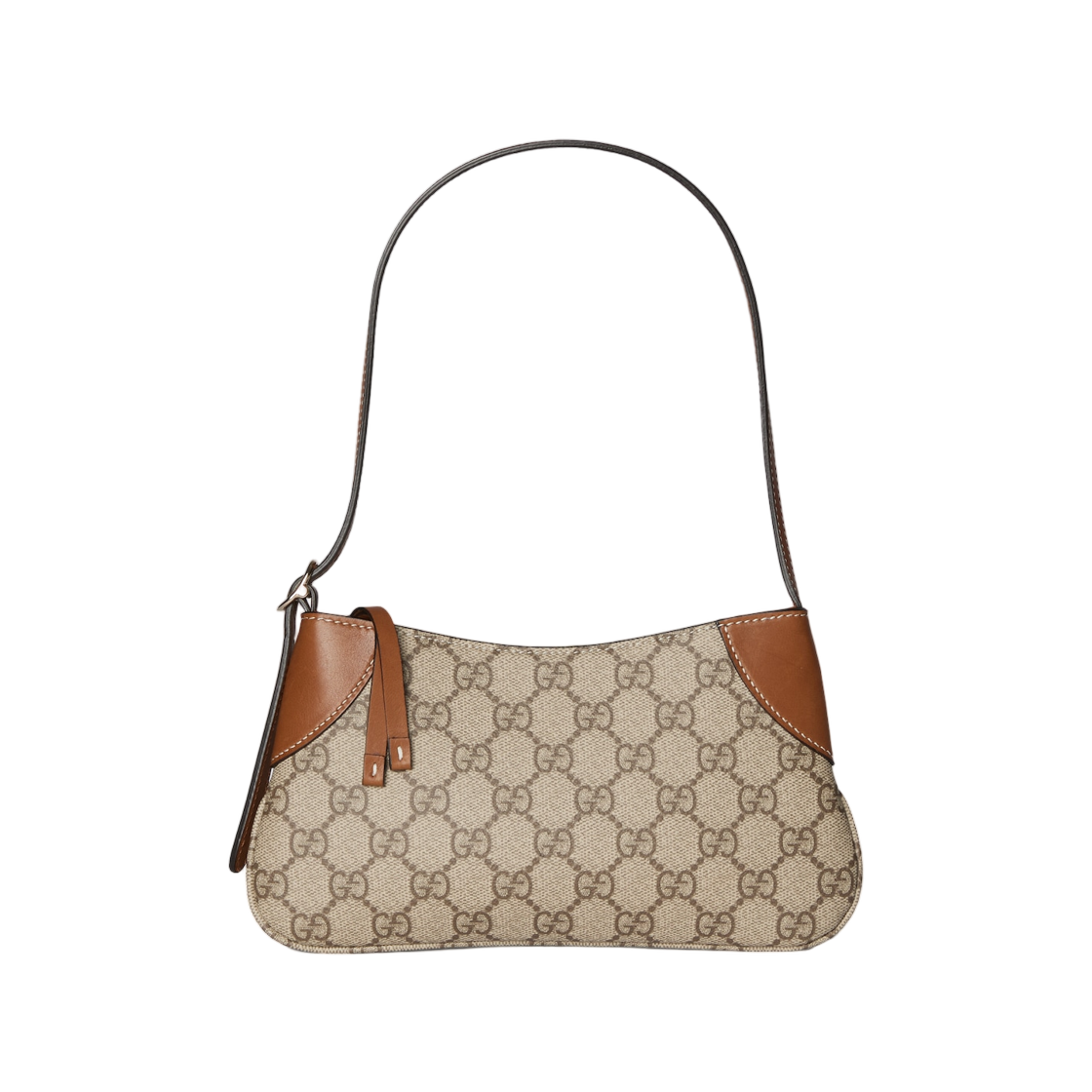 820696-FAD6L-9758 Gucci GG Emblem Small Shoulder Bag Beige Dark Brown