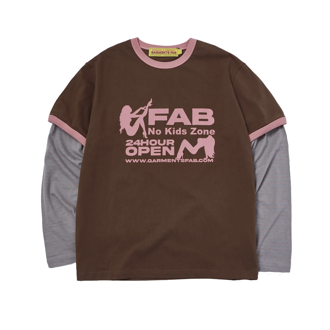 25FAGFLS01BR Garments Fab Adult Ringer Stripe Longsleeves Brown