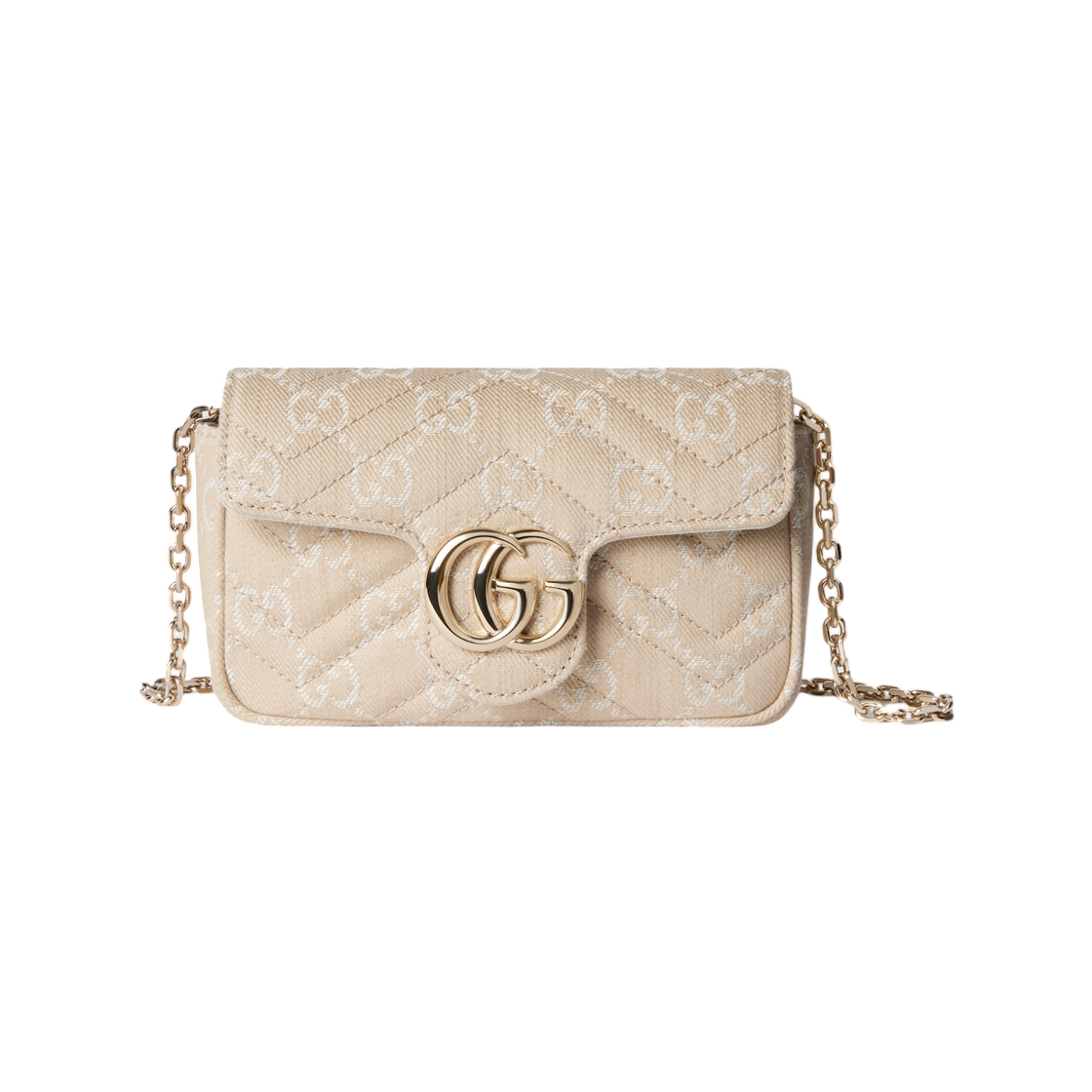 구찌 GG 마몽 미니 숄더백 토프 화이트 데님(Gucci GG Marmont Mini Shoulder Bag Taupe White Denim) - 1