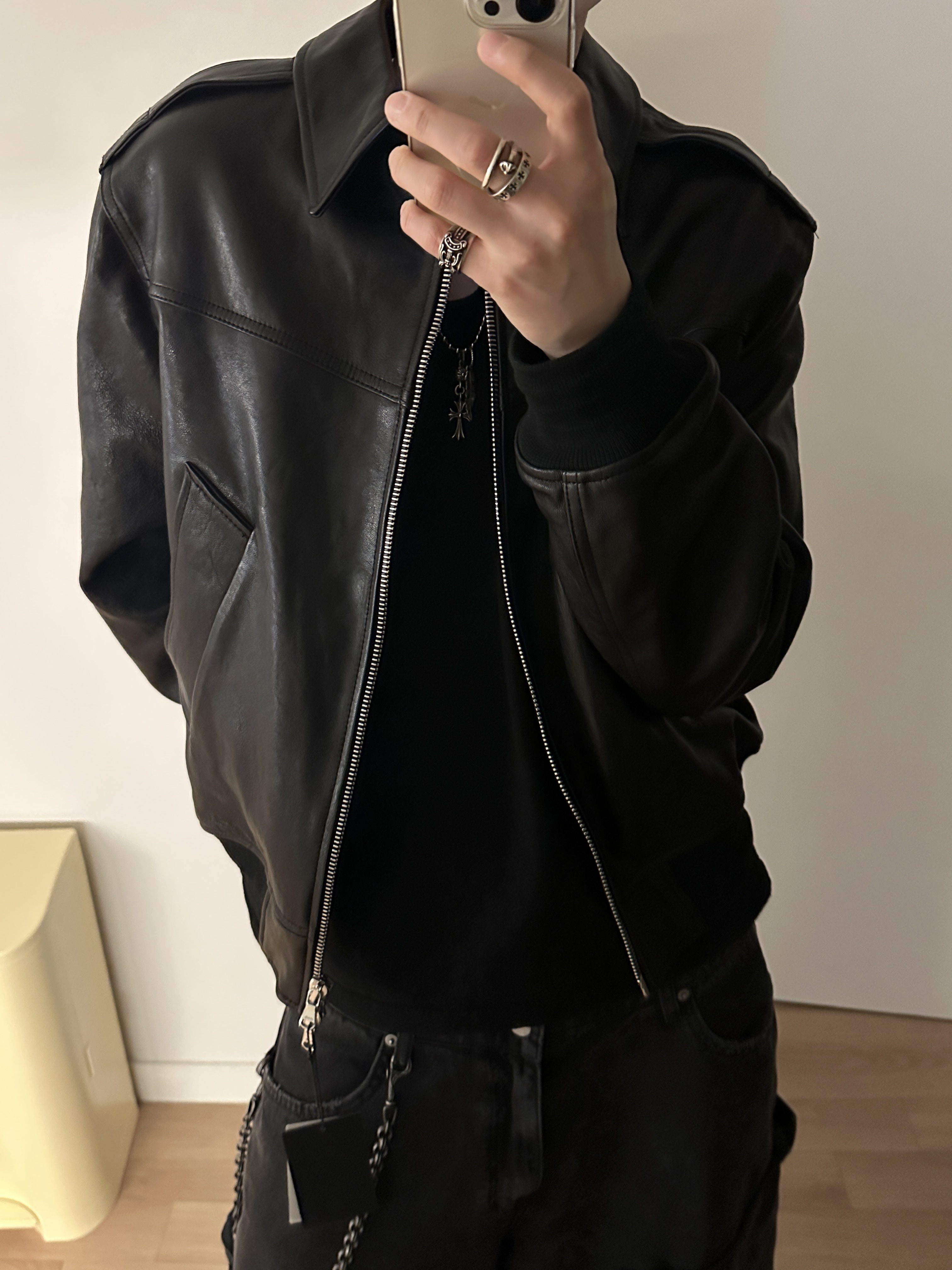 Nonnod Double knee cover pants Vintage black 착용 스타일 - 6