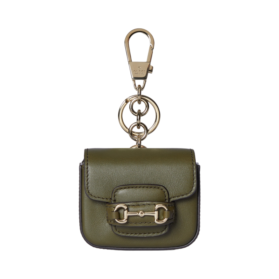 768267-AAEC2-3037 Gucci Keychain with Gucci Horsebit 1955 Forest Green