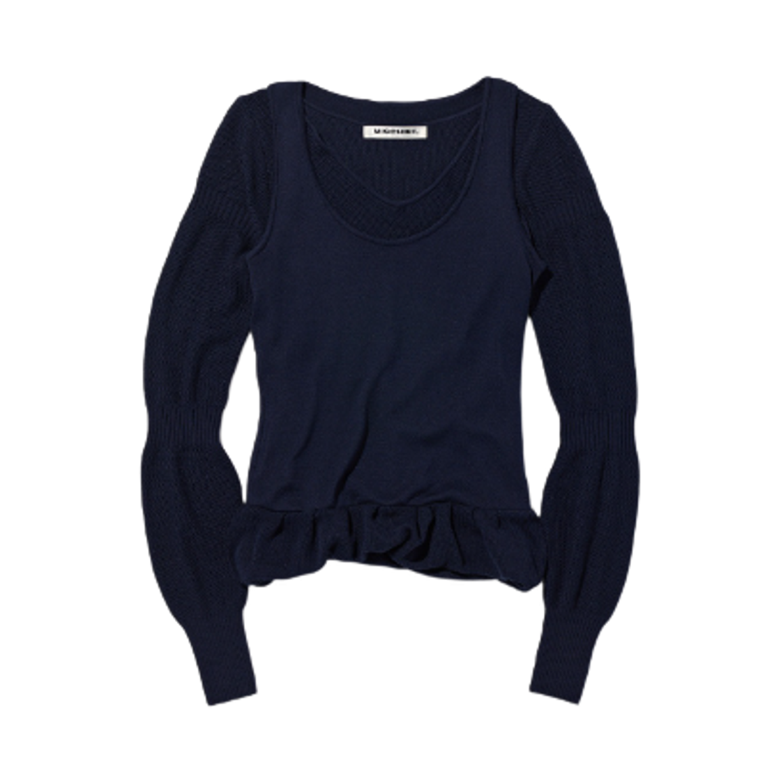(W) 미스치프 리플 레이어드 니트 탑 딥 네이비