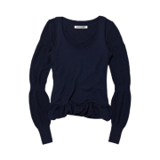 (W) Mischief Ripple Layered Knit Top Deep Navy